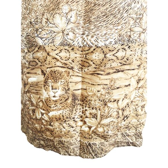 Vintage NWT Hawaiian Silk Blouse Leopard Print Button Up SS Flower L - Picture 5 of 8